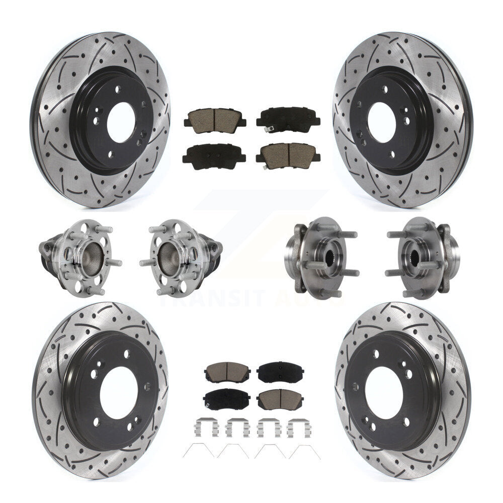 Kit de rotor et de plaquettes de frein revêtus de roulement de moyeu avant et arrière (10 pièces) pour Kia Forte Hyunda