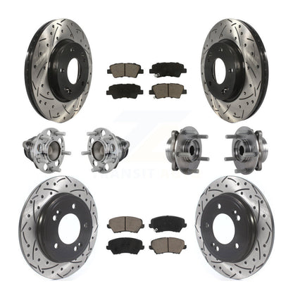 Kit de rotors et plaquettes de frein revêtus de roulement de moyeu avant et arrière (10 pièces) pour Hyundai Veloste