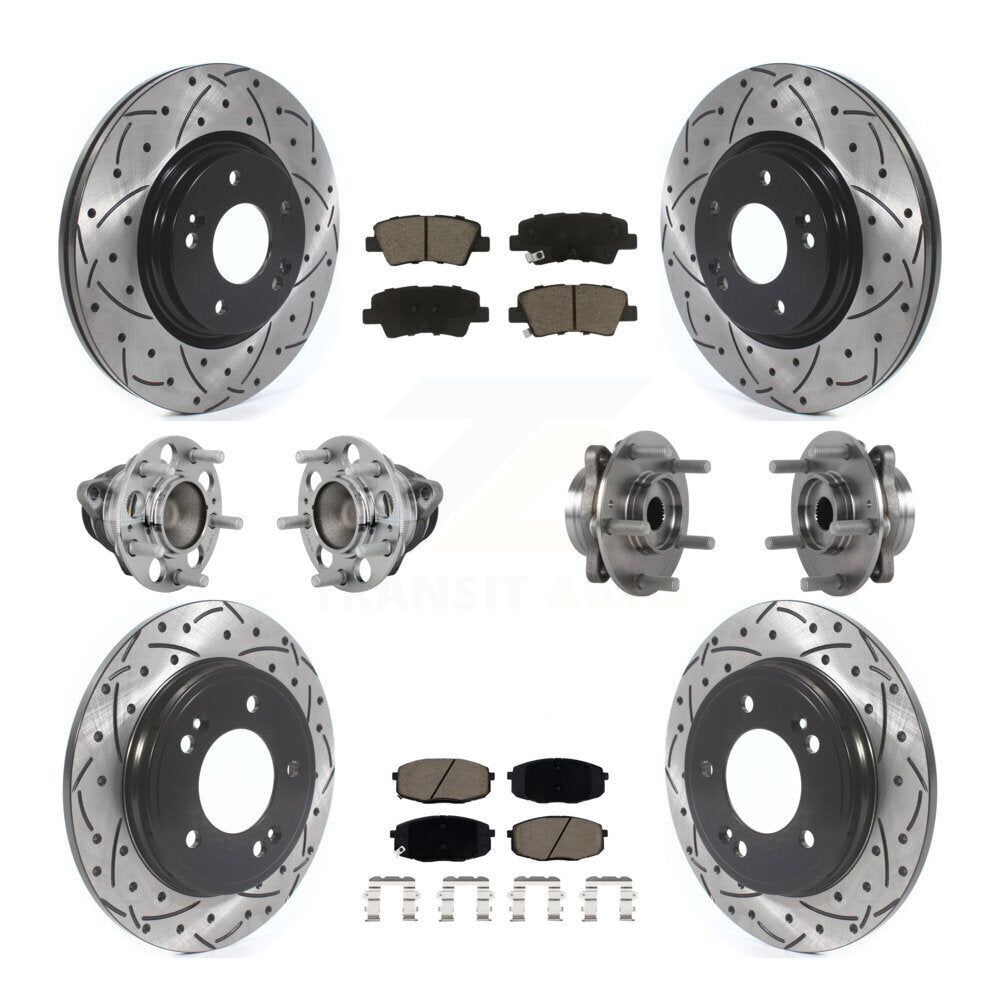 Kit de plaquettes de rotor de frein enduites de roulement de moyeu avant et arrière (10 pièces) pour Kia Forte 2020 1.6