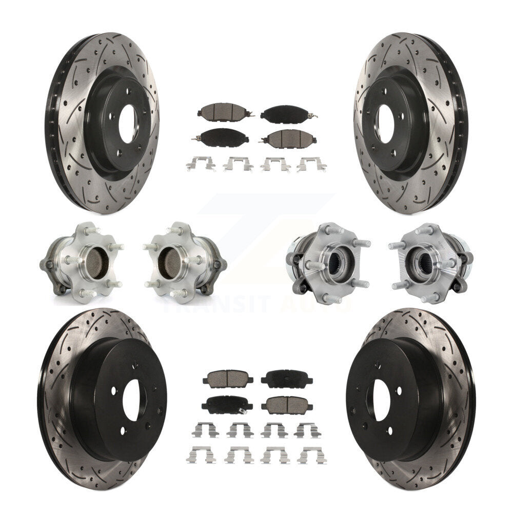 Kit de rotor et de plaquettes de frein revêtus de roulement de moyeu avant et arrière (10 pièces) pour Nissan Murano FW