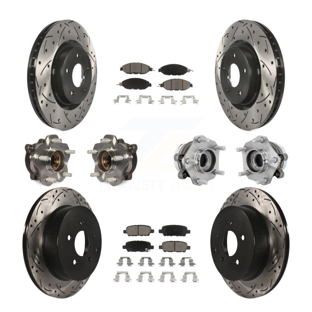 Kit de rotor et de plaquettes de frein revêtus de roulement de moyeu avant et arrière (10 pièces) pour Nissan Murano AW