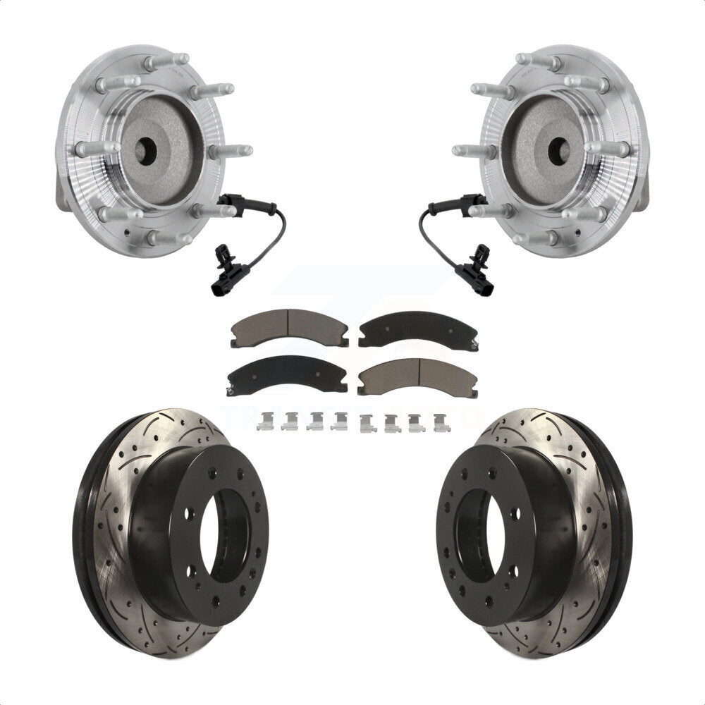 Kit de plaquettes de Rotor de frein, roulement de moyeu avant, fente percée, pour GMC Chevrolet Sierra 250