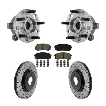 Kit de plaquettes de Rotor de frein, roulement de moyeu avant, fente de perçage, pour Hyundai Sonata Kia K