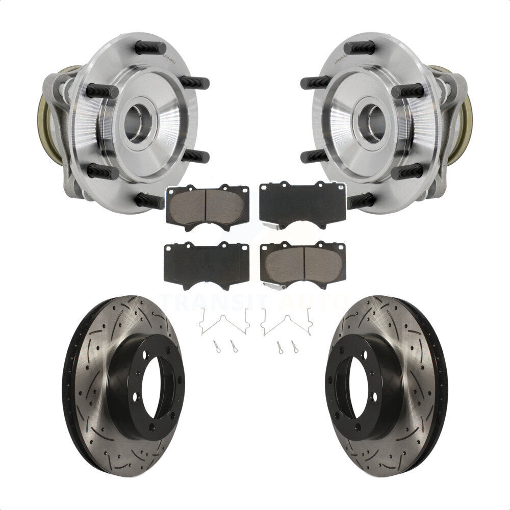 Kit de plaquettes de Rotor de frein, roulement de moyeu avant, fente percée, pour Toyota Tacoma 4Runner F