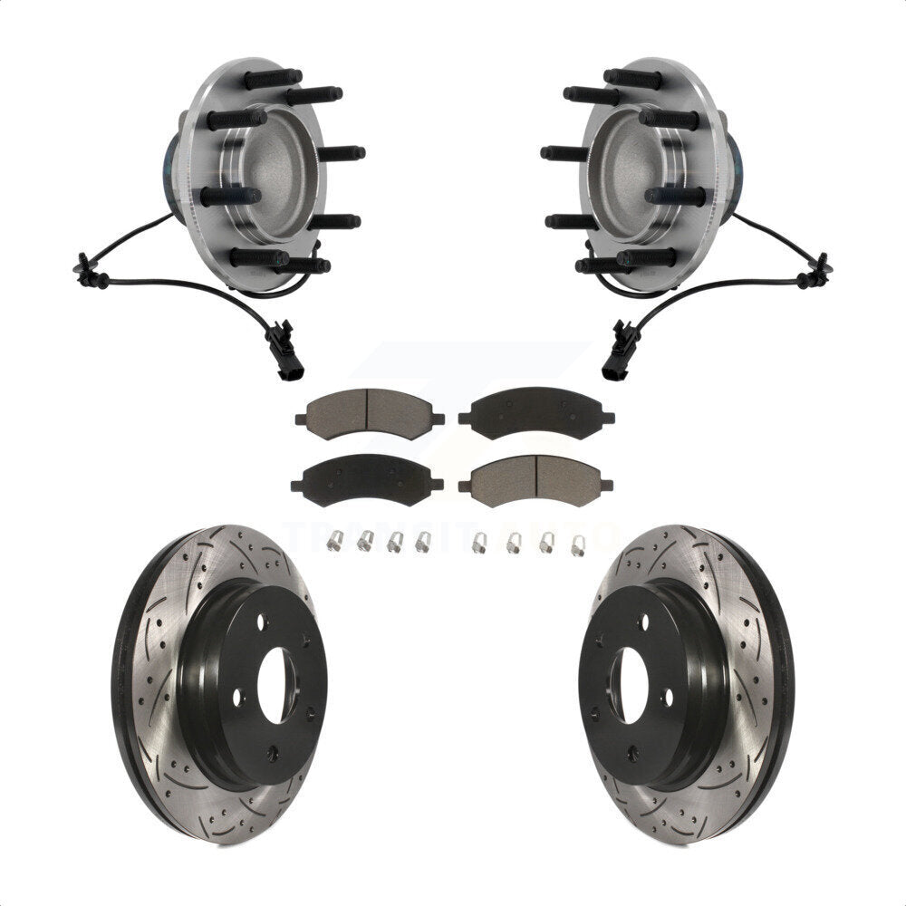 Ensemble de roulement de moyeu avant, Rotor de frein à fente percé et Kit de plaquettes pour Dodge Ram 150