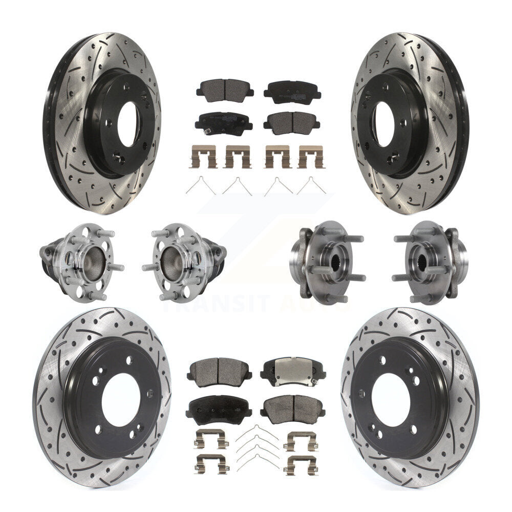 Kit de rotors et plaquettes de frein revêtus de roulement de moyeu avant et arrière (10 pièces) pour Hyundai Veloste