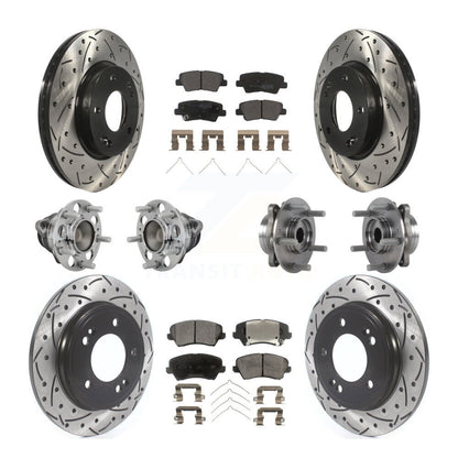 Kit de rotors et plaquettes de frein revêtus de roulement de moyeu avant et arrière (10 pièces) pour Hyundai Veloste