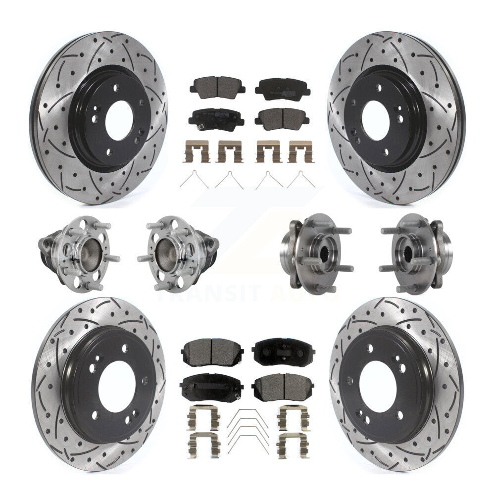 Kit de rotor et de plaquettes de frein revêtus de roulement de moyeu avant et arrière (10 pièces) pour Kia Forte Hyunda