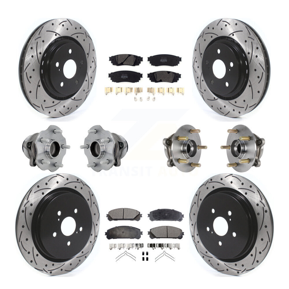 Kit de plaquettes de rotor de frein enduites de roulement de moyeu avant et arrière (10 pièces) pour Lexus RX350 RX350