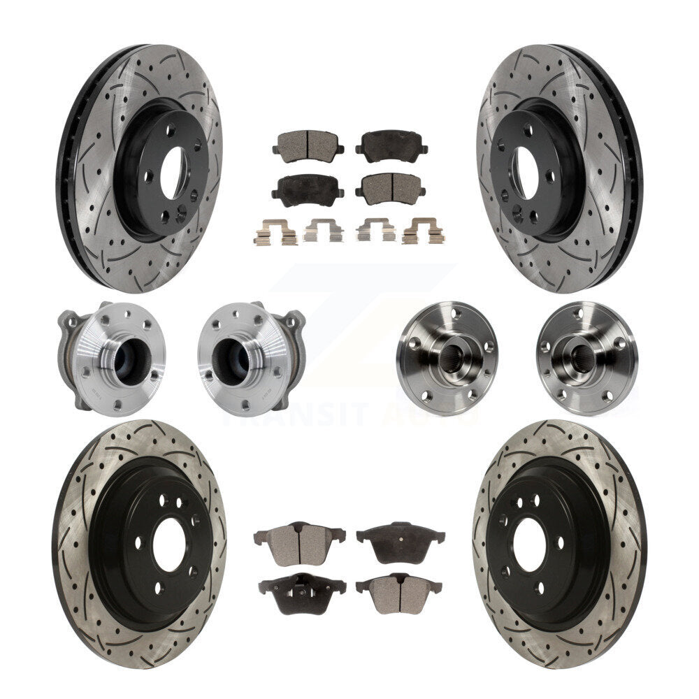 Kit de rotors et plaquettes de frein à disque revêtus de roulement de moyeu avant et arrière (10 pièces) pour Volvo V7