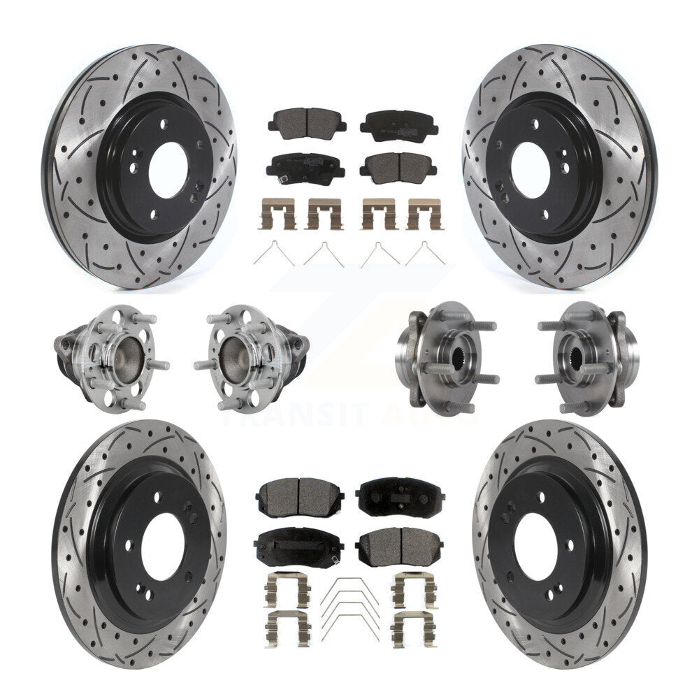 Kit de plaquettes de rotor de frein enduites de roulement de moyeu avant et arrière (10 pièces) pour Hyundai Elantra G