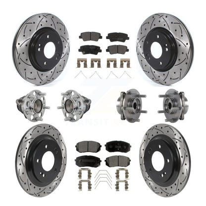 Kit de plaquettes de rotor de frein enduites de roulement de moyeu avant et arrière (10 pièces) pour Hyundai Elantra G