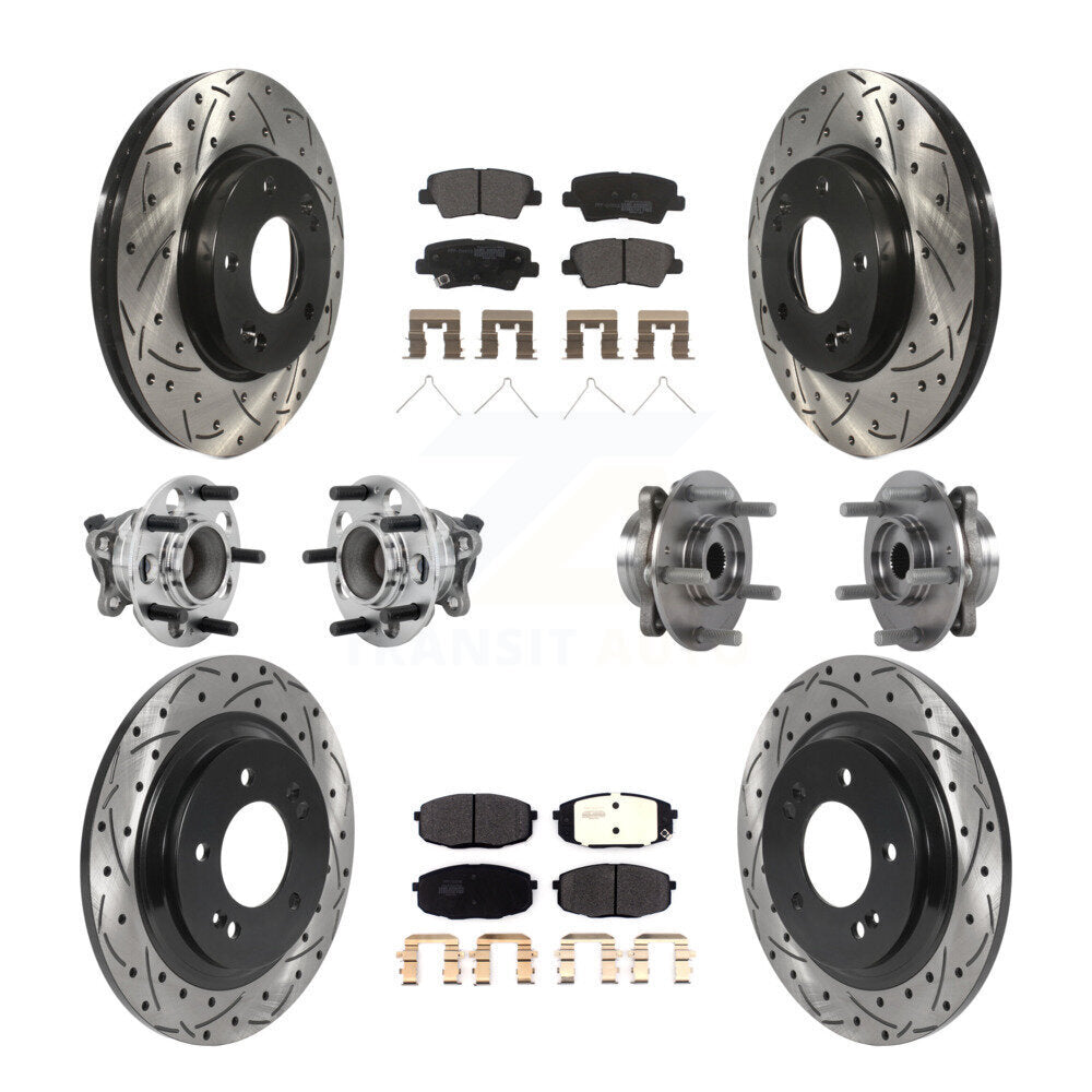 Kit de plaquettes de rotor de frein enduites de roulement de moyeu avant et arrière (10 pièces) pour Hyundai Elantra G