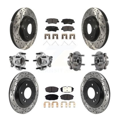 Kit de plaquettes de rotor de frein enduites de roulement de moyeu avant et arrière (10 pièces) pour Hyundai Elantra G