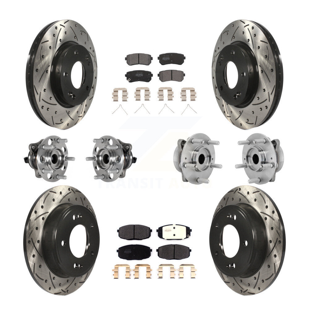 Kit de rotor et de plaquettes de frein à disque revêtus de roulement de moyeu avant et arrière (10 pièces) pour Hyundai Kon