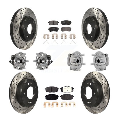 Kit de rotor et de plaquettes de frein à disque revêtus de roulement de moyeu avant et arrière (10 pièces) pour Hyundai Kon