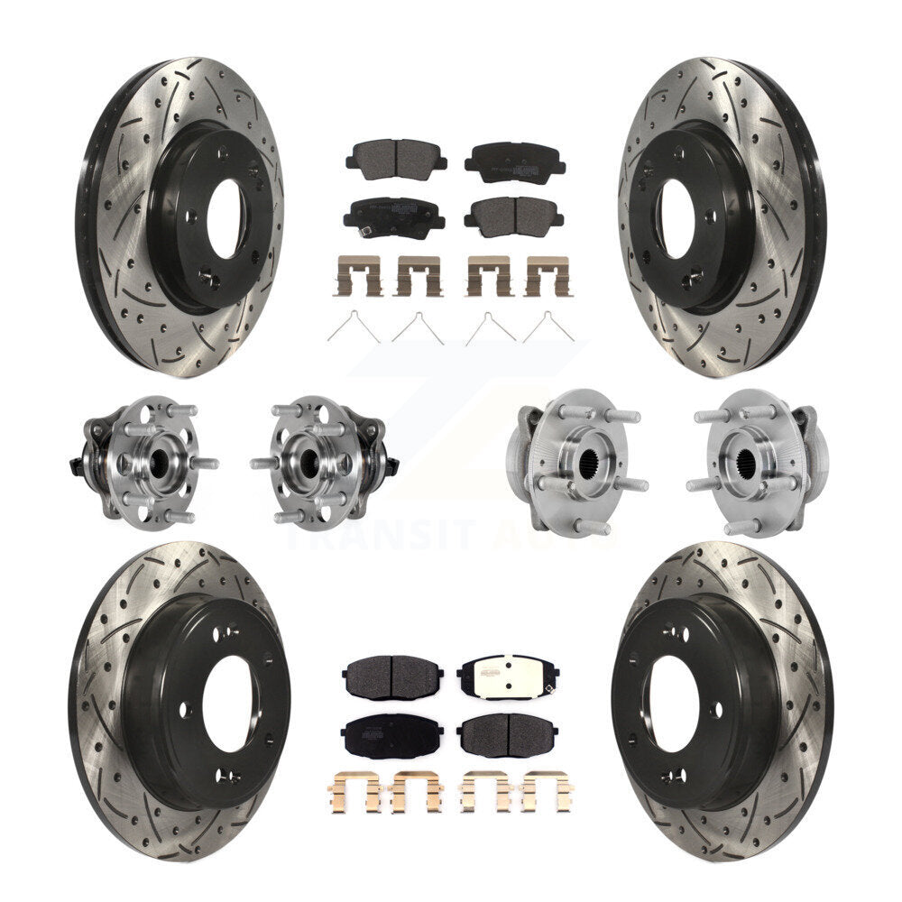 Kit de rotor et de plaquettes de frein à disque revêtus de roulement de moyeu avant et arrière (10 pièces) pour Hyundai Kon