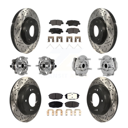 Kit de rotor et de plaquettes de frein à disque revêtus de roulement de moyeu avant et arrière (10 pièces) pour Hyundai Kon