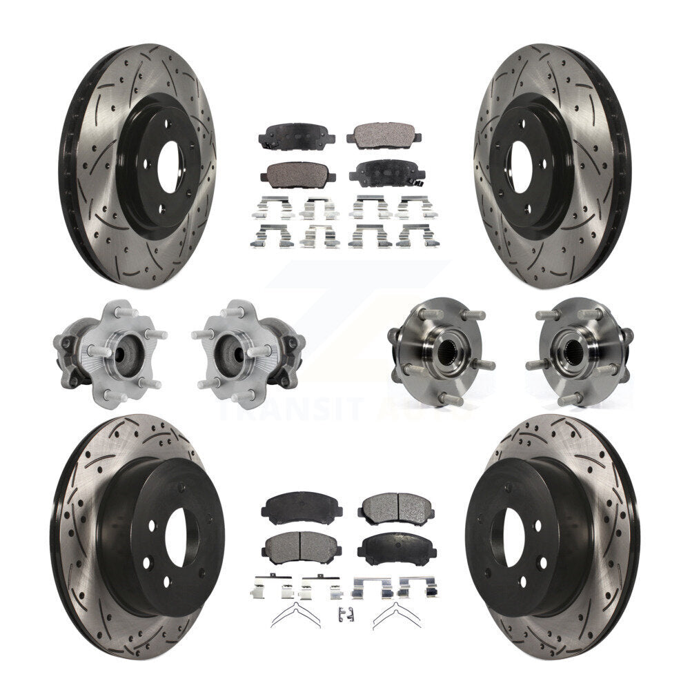 Kit de rotors et plaquettes de frein à disque revêtus de roulement de moyeu avant et arrière (10 pièces) pour Nissan Juk