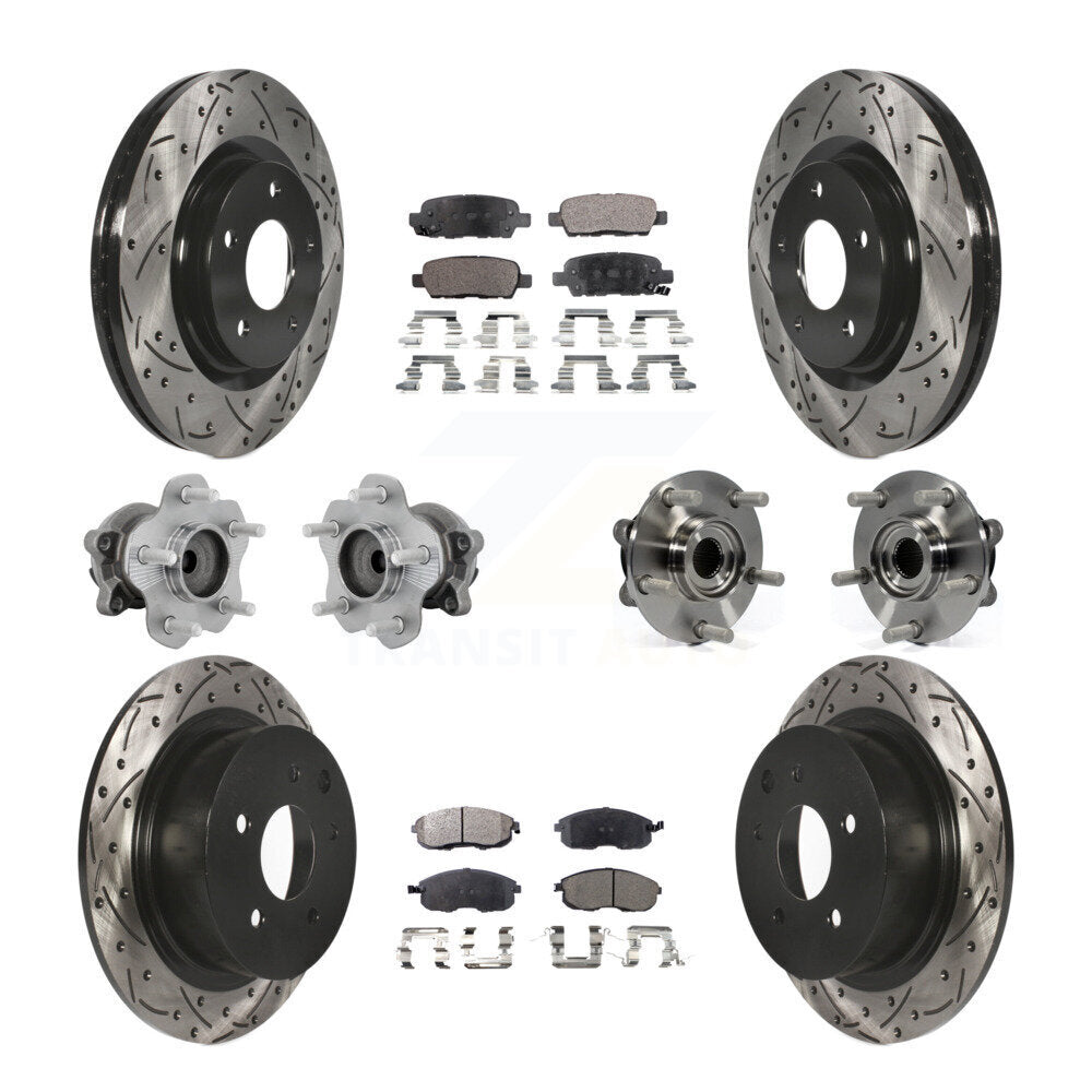 Kit de rotors et plaquettes de frein à disque revêtus de roulement de moyeu avant et arrière (10 pièces) pour Nissan Juk