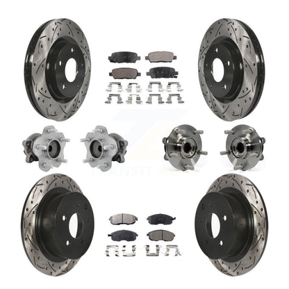 Kit de rotors et plaquettes de frein à disque revêtus de roulement de moyeu avant et arrière (10 pièces) pour Nissan Juk