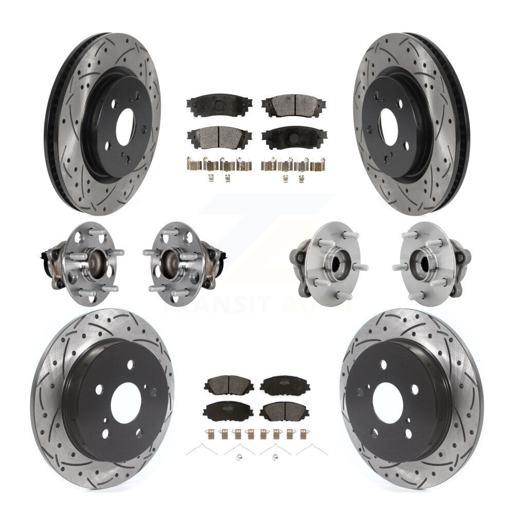 Kit de rotors et plaquettes de frein à disque revêtus de roulement de moyeu avant et arrière (10 pièces) pour Toyota C-H