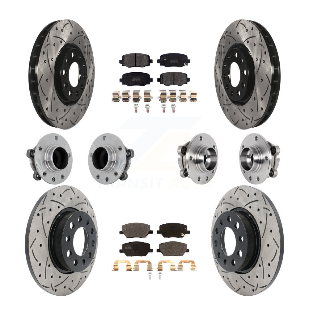 Kit de plaquettes de rotor de frein enduites de roulement de moyeu avant et arrière (10 pièces) pour Jeep Renegade Fia