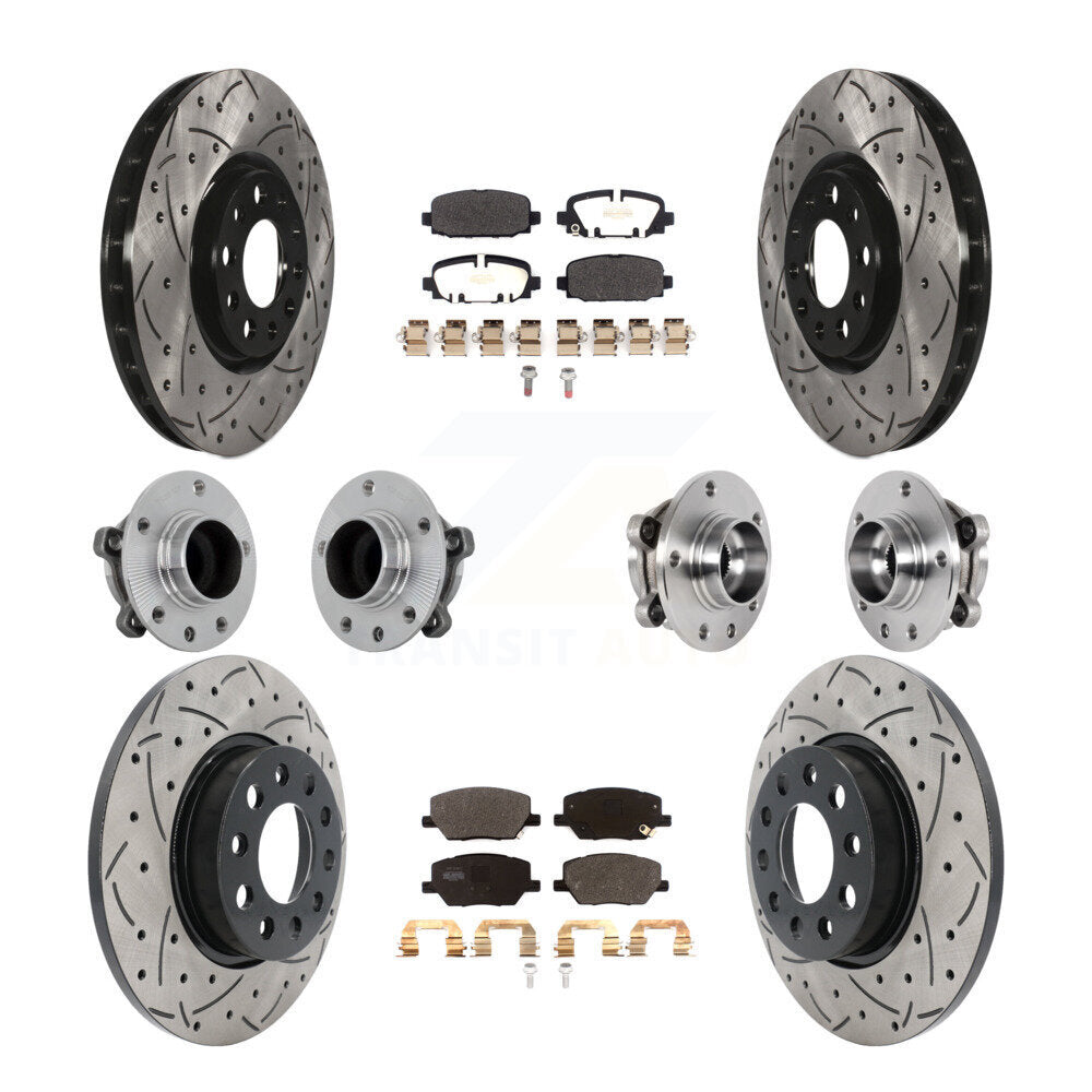 Kit de rotors et plaquettes de frein revêtus de roulement de moyeu avant et arrière (10 pièces) pour Jeep Compass FW