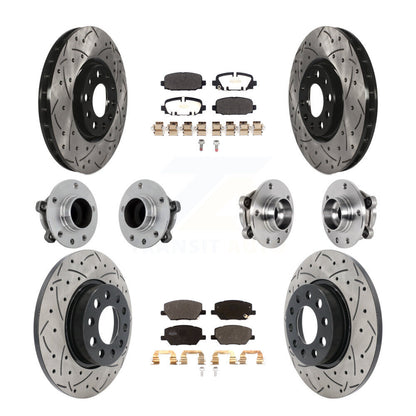 Kit de rotors et plaquettes de frein revêtus de roulement de moyeu avant et arrière (10 pièces) pour Jeep Compass FW
