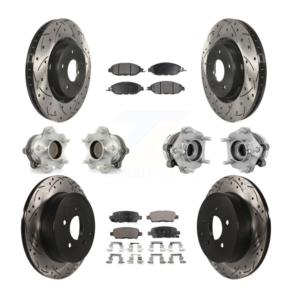 Kit de rotor et de plaquettes de frein revêtus de roulement de moyeu avant et arrière (10 pièces) pour Nissan Murano FW