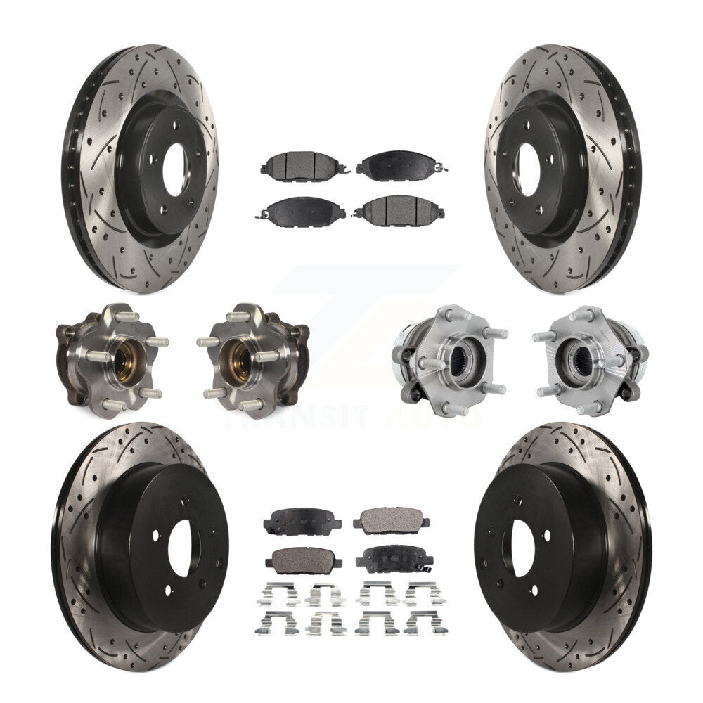Kit de rotor et de plaquettes de frein revêtus de roulement de moyeu avant et arrière (10 pièces) pour Nissan Murano AW