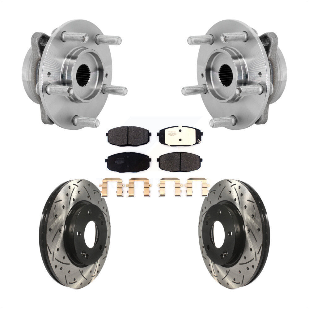 Kit de Rotor et de plaquettes de frein à fente percée, roulement de moyeu avant, pour Hyundai Kona Kia Selto