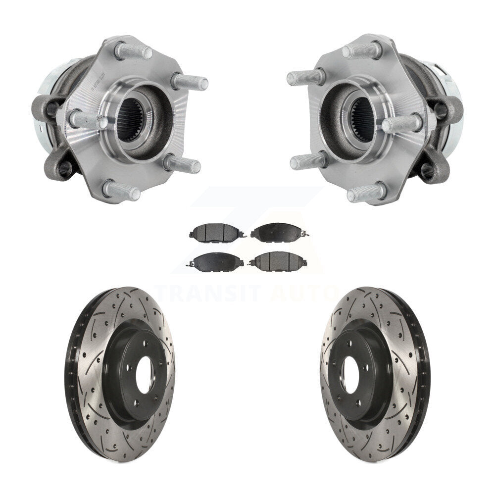 Kit de plaquettes de Rotor de frein, ensemble de roulements de moyeu avant, fente de perçage, pour Nissan Muran