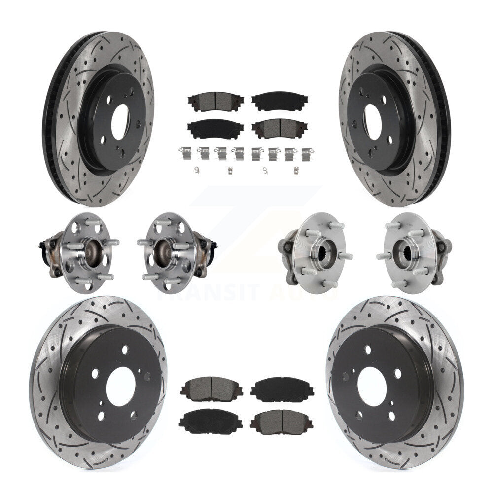 Kit de rotors et plaquettes de frein à disque revêtus de roulement de moyeu avant et arrière (10 pièces) pour Toyota C-H