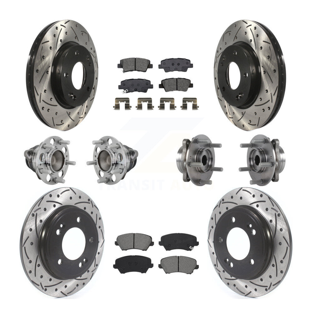 Kit de rotors et plaquettes de frein revêtus de roulement de moyeu avant et arrière (10 pièces) pour Hyundai Veloste