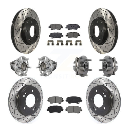 Kit de rotors et plaquettes de frein revêtus de roulement de moyeu avant et arrière (10 pièces) pour Hyundai Veloste