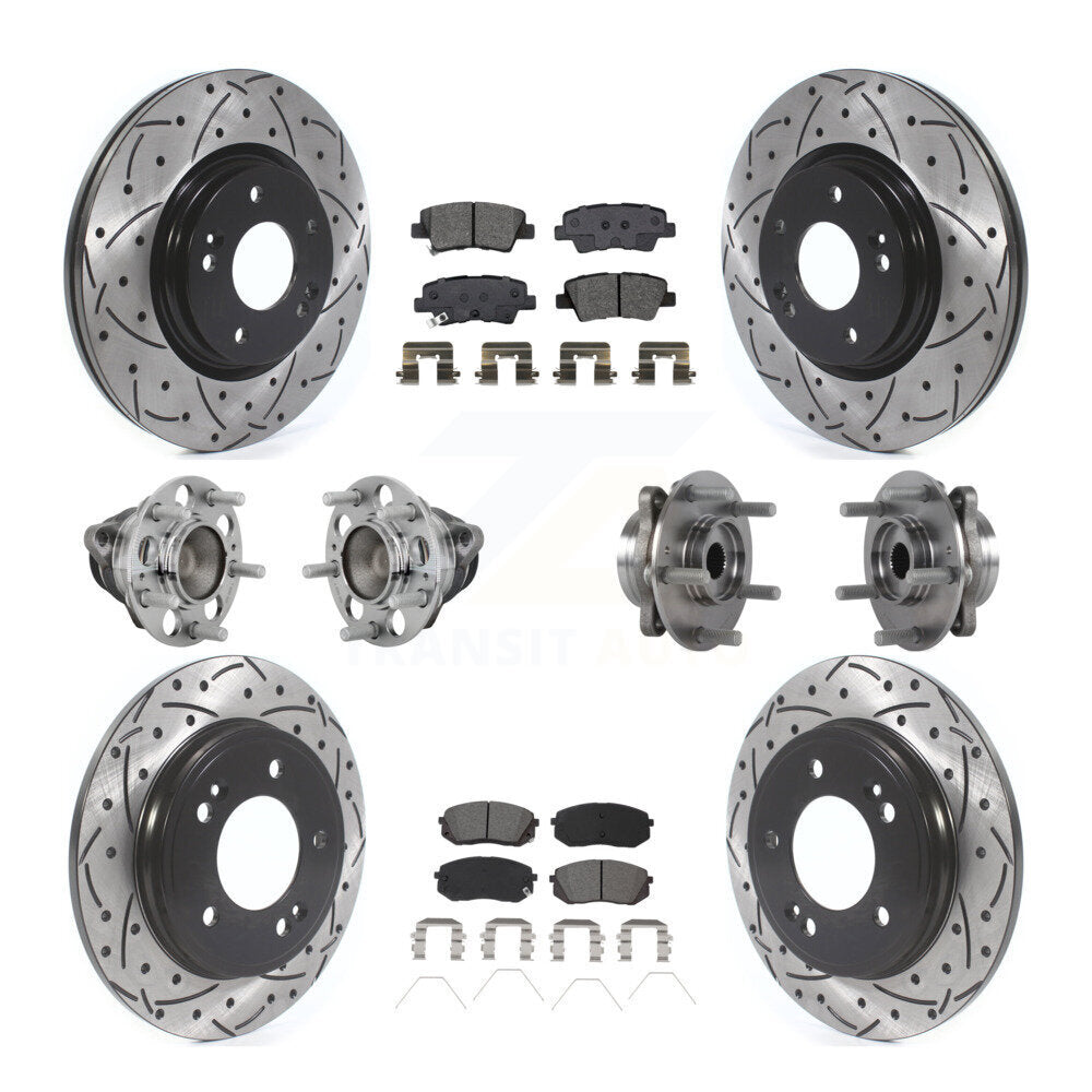Kit de rotor et de plaquettes de frein revêtus de roulement de moyeu avant et arrière (10 pièces) pour Kia Forte Hyunda