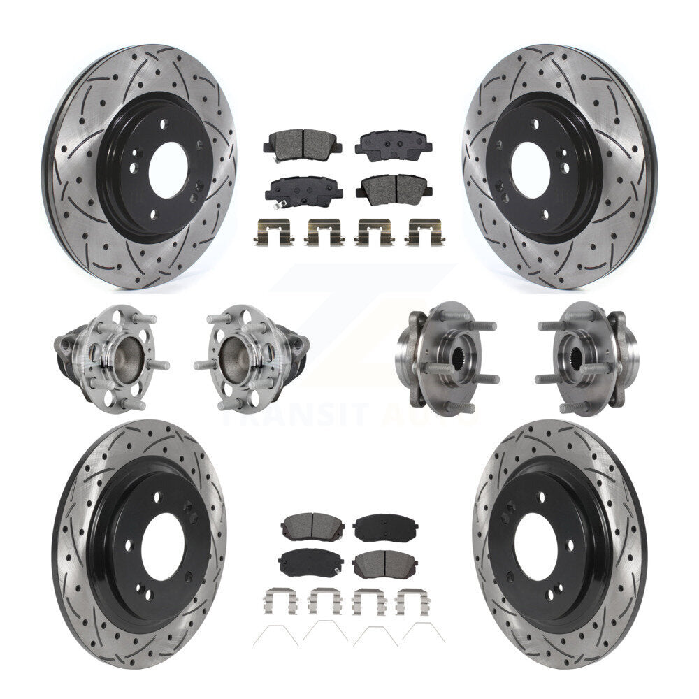 Kit de plaquettes de rotor de frein enduites de roulement de moyeu avant et arrière (10 pièces) pour Hyundai Elantra G