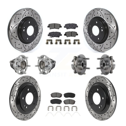 Kit de plaquettes de rotor de frein enduites de roulement de moyeu avant et arrière (10 pièces) pour Hyundai Elantra G