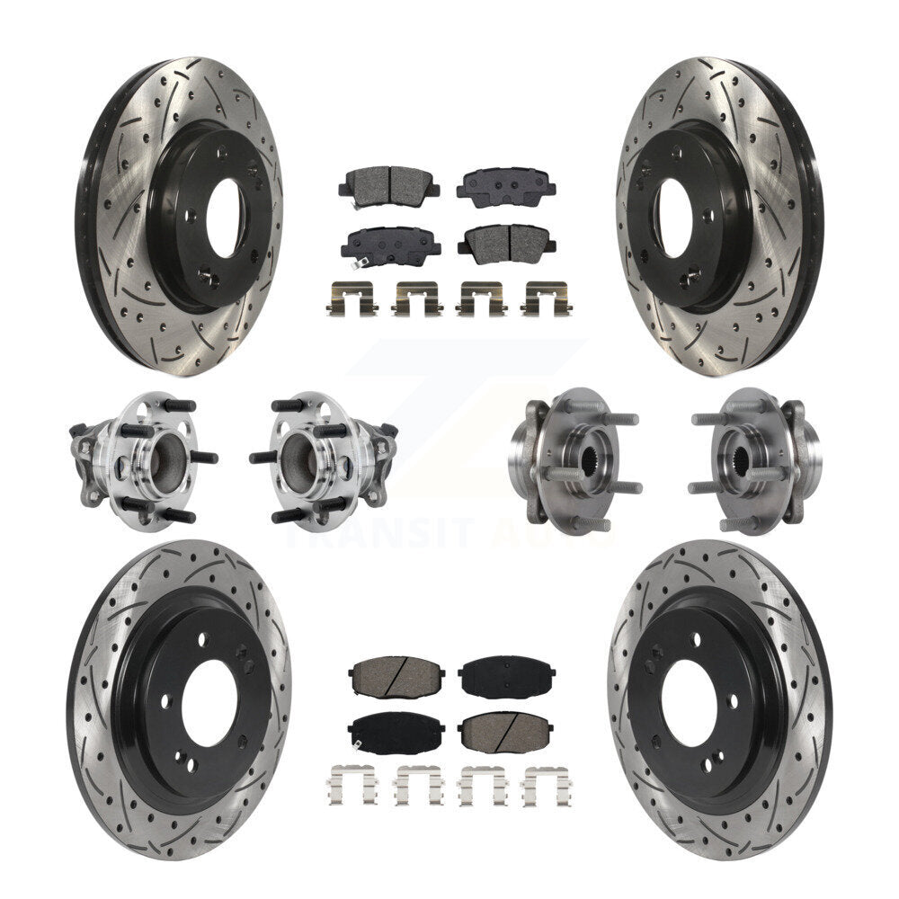 Kit de plaquettes de rotor de frein enduites de roulement de moyeu avant et arrière (10 pièces) pour Hyundai Elantra G