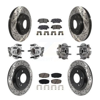 Kit de plaquettes de rotor de frein enduites de roulement de moyeu avant et arrière (10 pièces) pour Hyundai Elantra G