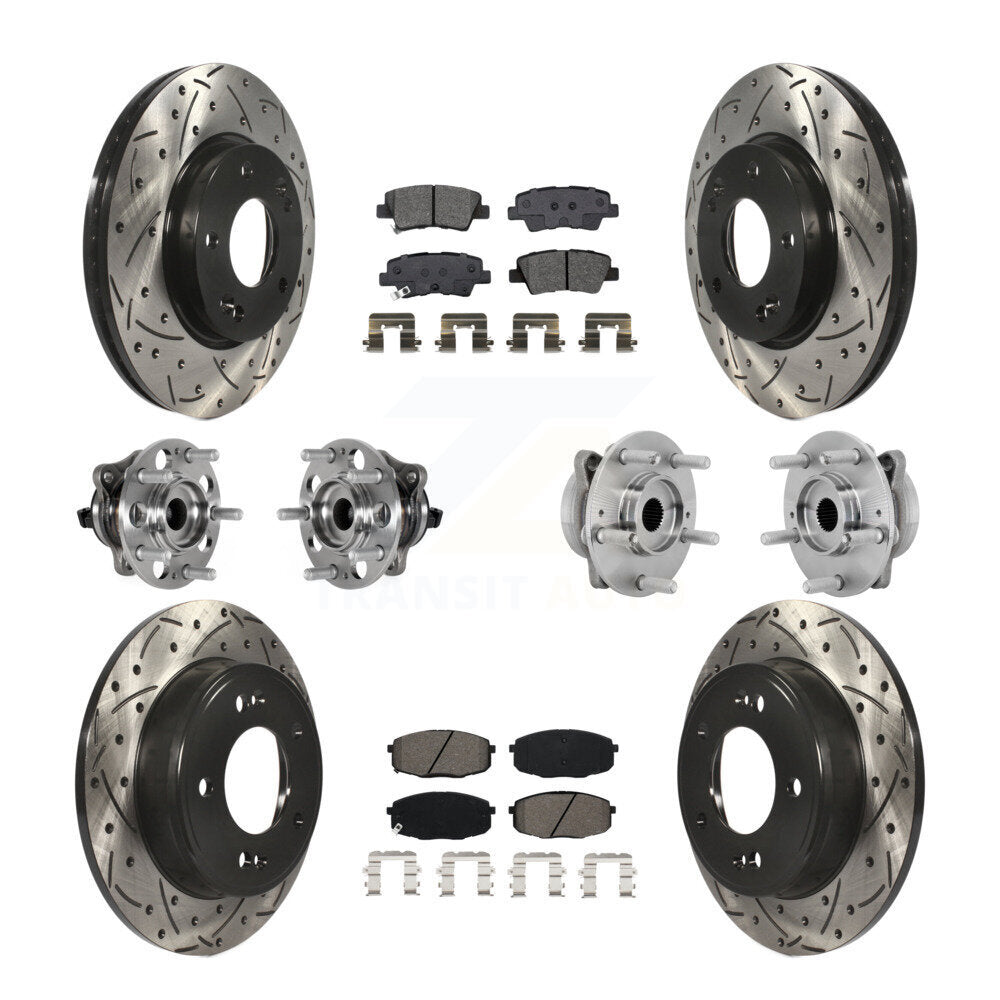 Kit de rotor et de plaquettes de frein à disque revêtus de roulement de moyeu avant et arrière (10 pièces) pour Hyundai Kon