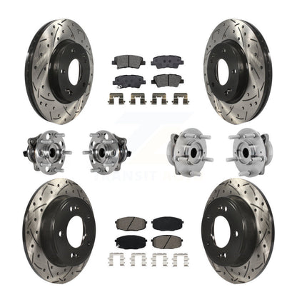 Kit de rotor et de plaquettes de frein à disque revêtus de roulement de moyeu avant et arrière (10 pièces) pour Hyundai Kon
