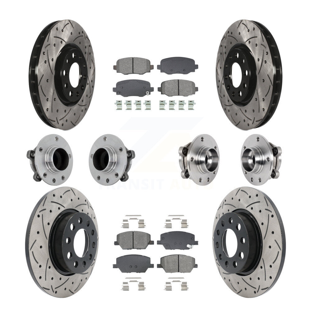 Kit de plaquettes de rotor de frein enduites de roulement de moyeu avant et arrière (10 pièces) pour Jeep Renegade Fia