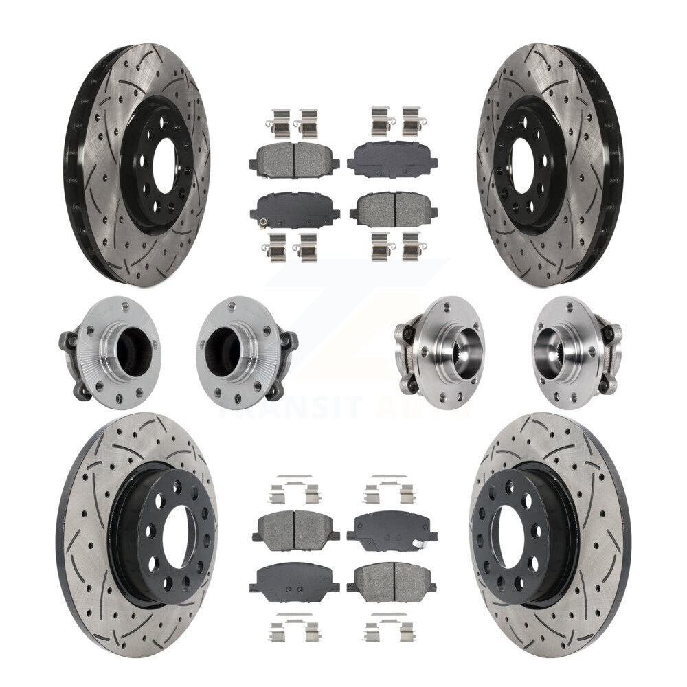 Kit de rotors et plaquettes de frein revêtus de roulement de moyeu avant et arrière (10 pièces) pour Jeep Compass FW