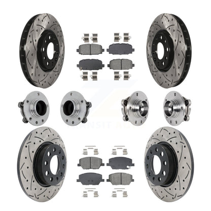 Kit de rotors et plaquettes de frein revêtus de roulement de moyeu avant et arrière (10 pièces) pour Jeep Compass FW