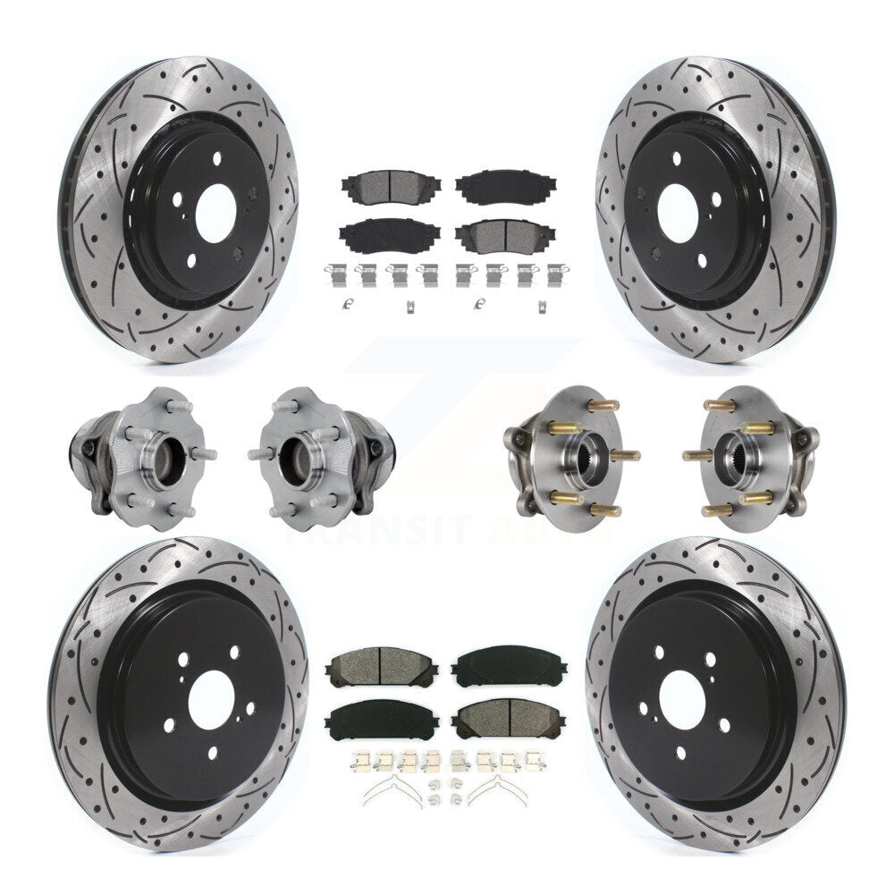 Kit de plaquettes de rotor de frein enduites de roulement de moyeu avant et arrière (10 pièces) pour Lexus RX350 RX350