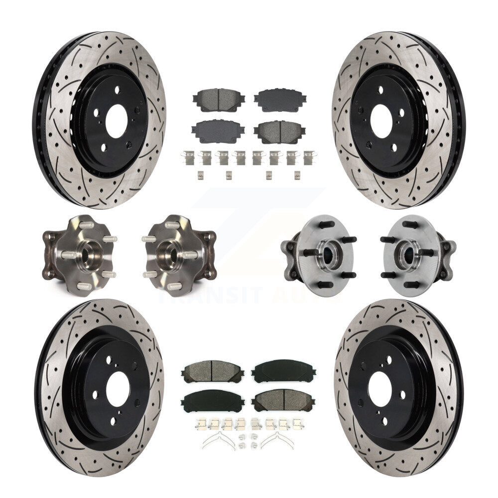 Kit de rotor et de plaquettes de frein revêtus de roulement de moyeu avant et arrière (10 pièces) pour Toyota Sienna AW