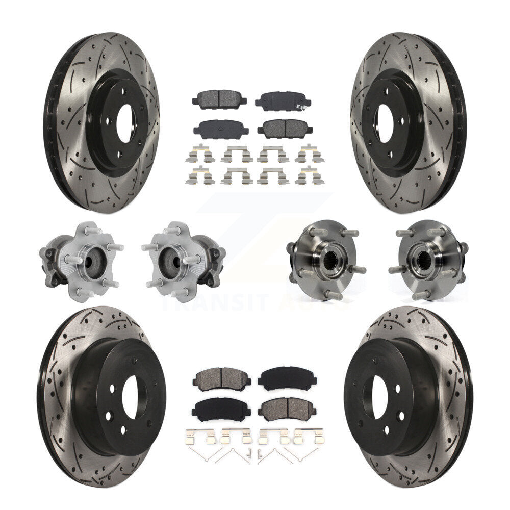 Kit de rotors et plaquettes de frein à disque revêtus de roulement de moyeu avant et arrière (10 pièces) pour Nissan Juk