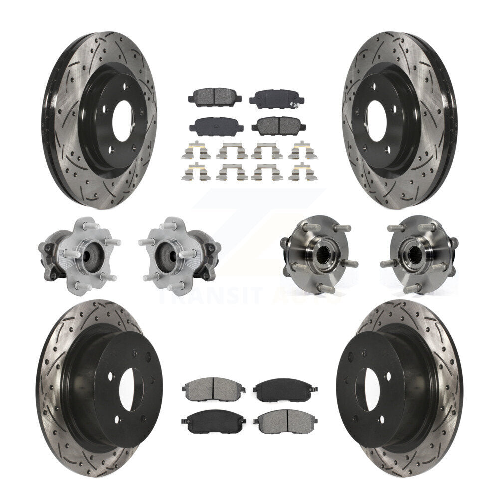 Kit de rotors et plaquettes de frein à disque revêtus de roulement de moyeu avant et arrière (10 pièces) pour Nissan Juk